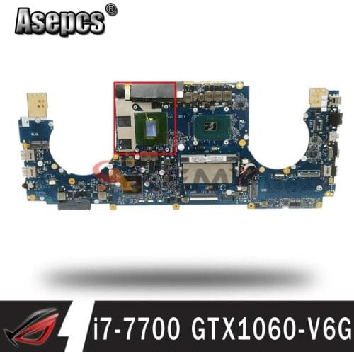 100% working for asus GL502VMZ laptop motherboard GL502VM notebook mainboard with CPU i7-7700 GTX1060-V6G GPU rev.2.1 tested ok