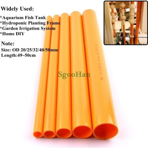 2pcs OD 20~50mm Orange PVC Pipe Aquarium Fish Tank Pipe Home Garden DIY Shelf Tube Irrigation Watering Frame Tube 49~50cm Long