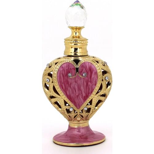 2pcs/lot Heart Shape Crystal Metal Arab Bottle With Plastic Diamond Glass Empty ForWedding Decor Bottles