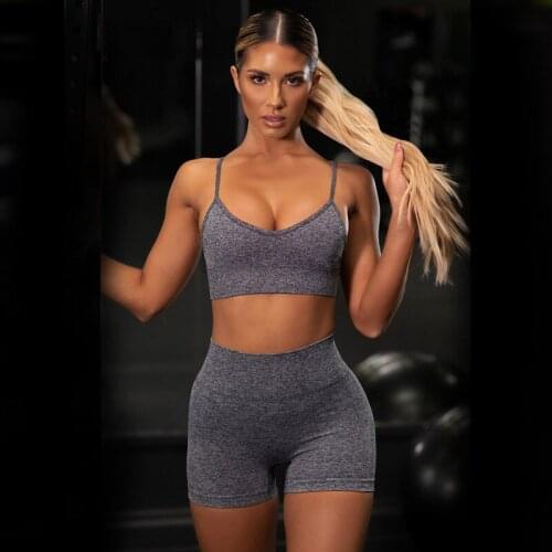 2020 Womens High Waist Energy Seamless Biker Running Yoga Set Scrunch Butt Pants Fitness Gym Clothes Workout Set Leggings