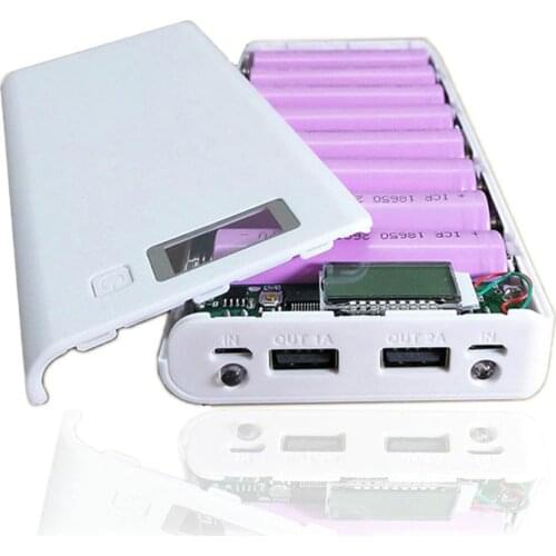 8*18650 Battery Holder Dual USB Power Bank Battery Box Mobile Phone Charger DIY Shell Case Charging Storage Case For Xiaomi