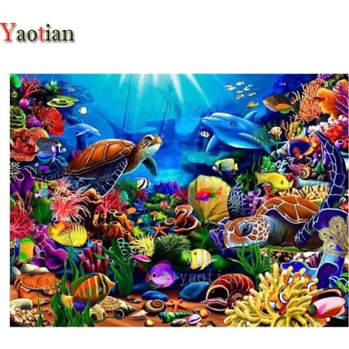 Diamond Painting 5D Diamond Mosaic Ocean Underwater World Fish Turtle Dolphin Cross Stitch Kit Diamond Embroidery Full Square