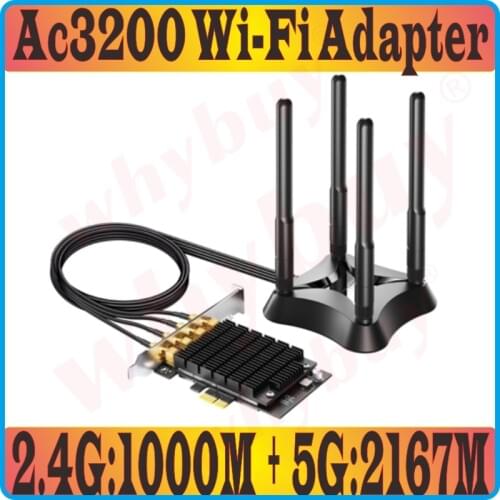 Chin-Firmware, 802.11AC PCI-E Wireless Network Card, 2.4GHz 1000M 5GHz 2167M, 3167Mbps External WiFi Adapter, 4* Exter/ Antennas