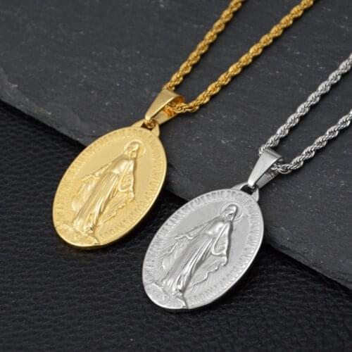 Stainless Steel Golden Maria Pendant Necklace Hip Hop Metal Women Men Jewelry Vintage Style Drop Shipping