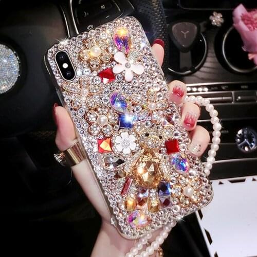 Rhinestone Case Bear Diamond Bling Cover coque for Samsung Galaxy Mate 30 Pro /Lite NOVA 5i Pro P30 Honor 9X Pro P20 Lite 2019