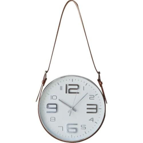 Home Decor Wall Clocks Modern Minimalist Leather Belt Hanging Wall Watches Decoration Salon Living Room Background Bedroom Cafe