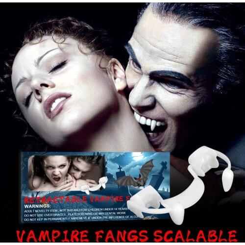 Vampire Fake Teeth Retractable Dracula Teeth Halloween Monster Werewolf Zombie Fangs Halloween Masquerade Cosplay Costume Prop