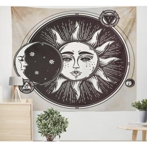 India Mandala Tapestry Wall Hanging Sun Moon Tarot Wall Tapestry Wall Carpet Psychedelic Tapiz Witchcraft Wall Cloth Tapestries