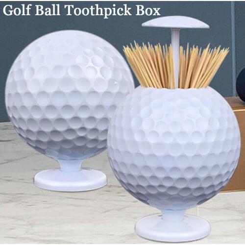 Golf ball toothpick box white Golf Ball Automatic Toothpick Holder Box Bucket Pop-up Novelty Gift Indoor & Cars Golf Decoration