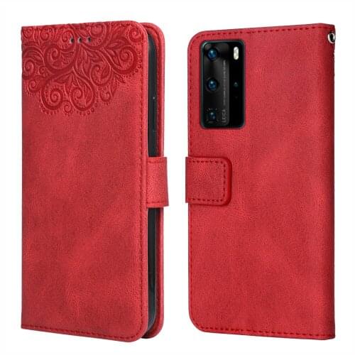 For Huawei P40 Pro Flower Embossing Case ELS-NX9 ELS-N04 ELS-AN00 ELS-TN00 Wallet Flip Leather Case for P40 Pro Cover