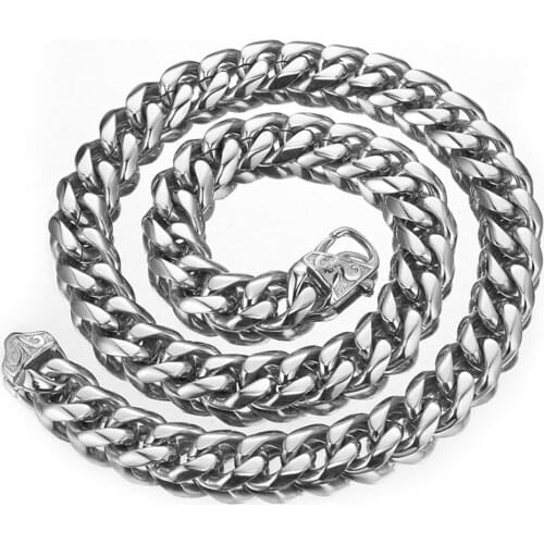 12/15mm 7-40" Cut Cuban Curb Chain Stainless Steel Link Polished Silver Color Mens Womens Necklace Or Bracelet Jewelry Xmas Gift