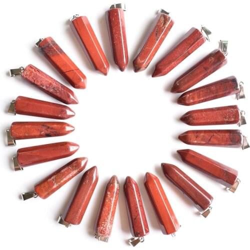 2020 Fashion Hot Selling good quality Natural rainbow stone Hexagonal pillar Charms Pendants 24Pcs/Lot Wholesale Free shipping