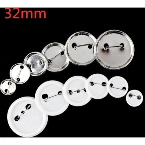 100 Pcs/Set 32mm Metal Badge Custom DIY Blank Badge Supplies Accessories Stainless Steel Brooch Base Holder Brooch Holder
