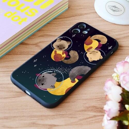 For iPhone Space Cats Print Soft Matt Apple iPhone Case 6 7 8 11 12 Plus Pro X XR XS MAX SE