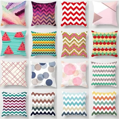 Pillowcase Pink Rainbow Geometric Printed Colorful Cushion Cover Decorative Throw Pillow Covers For Sofa Bed Home Decor 45*45cm