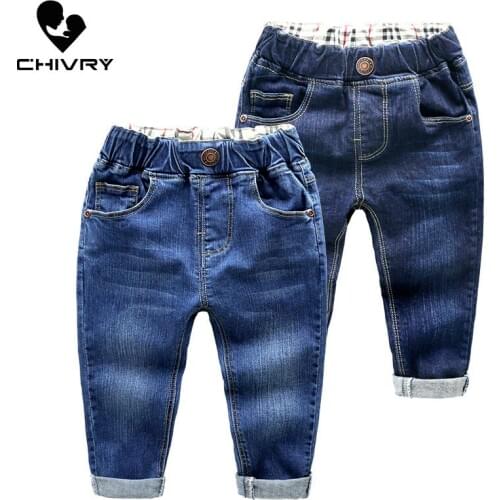 New 2020 Kids Fashion Solid Jeans Long Trousers Pants Boys Classic Denim Pants Baby Jeans Spring Autumn Clothing for 2-8 Years