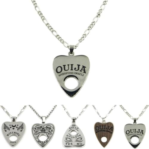 5piece Stainless Steel Heart Shape Ouija Necklace Pendant with 24"Chain Punk Style Charming Jewelry Fashion Style Necklace Chain