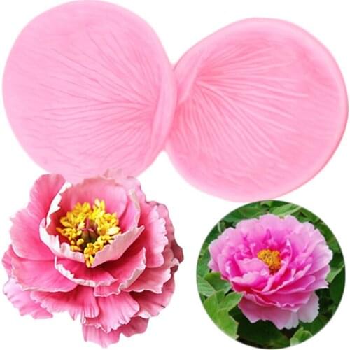 3D Peony Flower Petals Embossed Silicone Mold Relief Fondant Mould Cake Decorating Tools Chocolate Gumpaste Candy Clay Moulds
