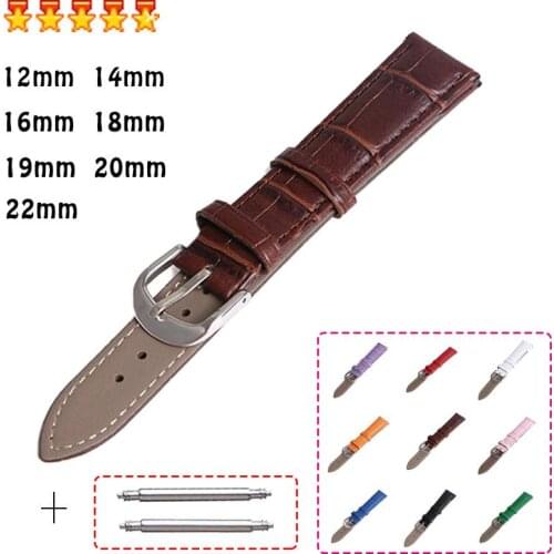 Watch Bands 12mm 18mm 20mm New Genuine Leather Straps 14mm 16mm 19mm 22mm Watch Accessories for Women Men Unisex Wristband Belt