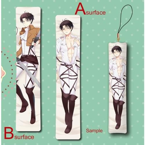 Attack on Titan Levi Cool BL Male Anime Mini Dakimakura Keychain Pillow Hanging Ornament Phone Strap Gift