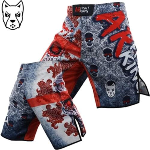 Red Skull Men MMA Shorts Fight Sports Fitness Sanda Trunks Mixed Fighting Training Muay Thai Short Sanda Jiu Jitsu Muscle Shorts