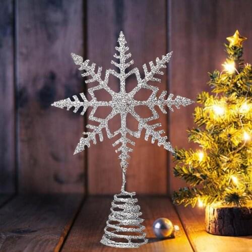 Snowflake Christmas Tree Topper Glittered Treetop Snowflake Premium Craft Shiny And Durable For Christmas Theme Parties