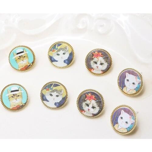Japanese style oil painting strange cat stylized fun s925 silver stud diy handmade accessories earring accessories