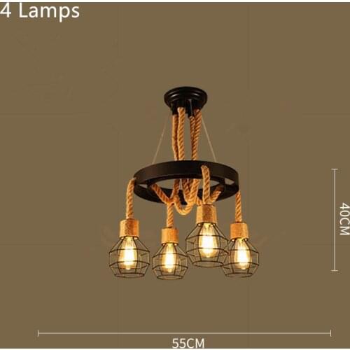 Rope Pendant Lamp Base E27 dining room lamp canteen lamp restaurant lamp coffe shop canteen lamp metal Iron