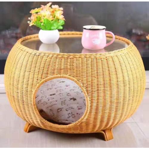 High-end rattan coffee table, cat litter, cat house, cat delivery room, pet kennel, closed type, universal for all seasons