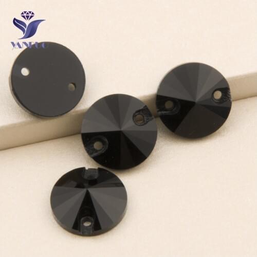 YANRUO 3200 All Sizes Jet Sew On Rhinestone Flatback Stones And Crystals Strass Rivoli Shape For Wedding Dress