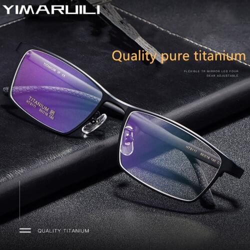 Pure Titanium Glasses Frame Mens Business Ultralight Carbon Fiber Full Frame Glasses Optical Glasses Frame Prescription Glasses