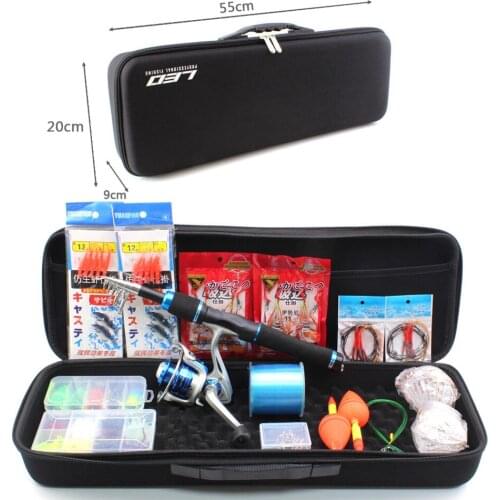 1.65M telescopic Lure Rod Set Spinning Rod Fishing Reel sea Fishing Rod Reel Line Lures Hooks Portable Bag Free shipping