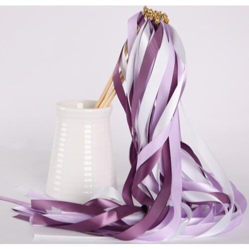 10Pcs Birthday Party Decor Color Ribbon Stick Pull Flower Wands Twirling Streamers Wedding Supplies Wedding Decor Ribbon Rod