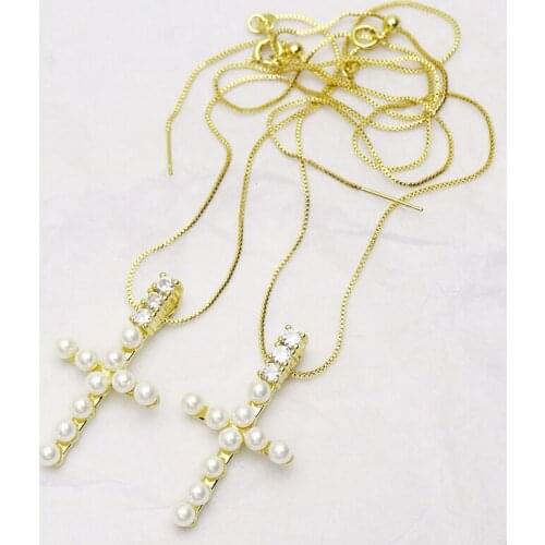 10Pcs Cross pendant Necklace jewelry Gold color chain pendant Jewelry charms Necklace jewelry Women Bracelet 8320