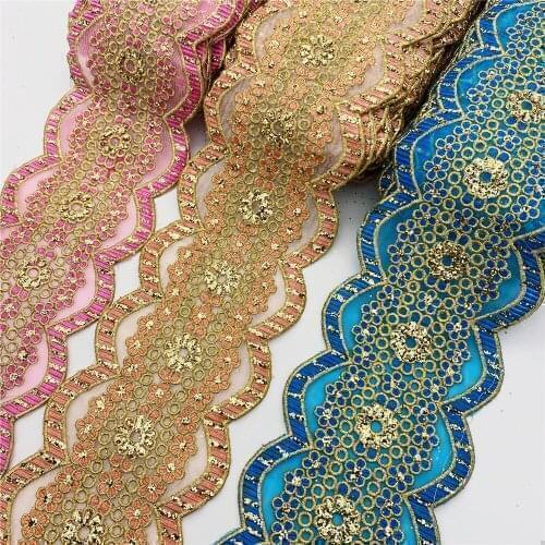 15yards Sequin Fabric Venise lace trim Decoration for wedding dress clothes Wide:12cm