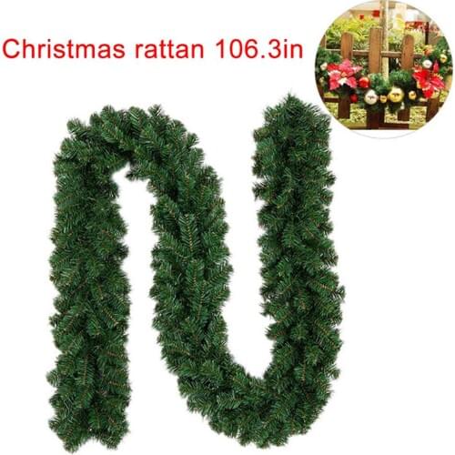 2.7M Christmas Decoration Bar Tops Ribbon Garland Christmas Tree Ornaments White Dark Green Cane Tinsel Party Kitchen Supplies