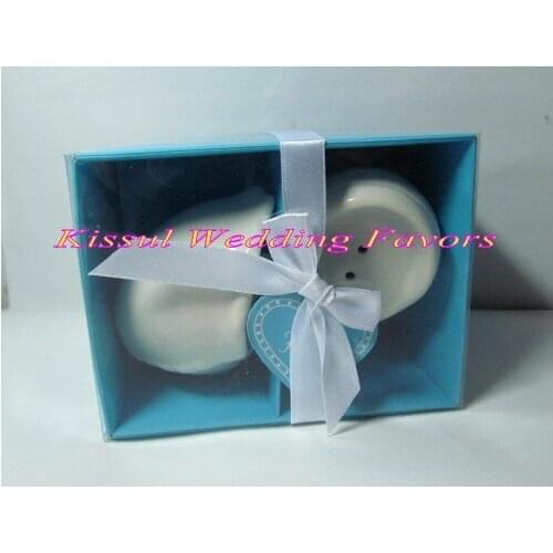 20Pcs/lot=10Boxes) Beach wedding decoration favors of Sea Shell ceramic salt and pepper shakers For Wedding and Party favors