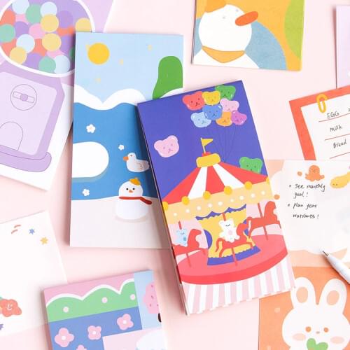 Yisuremia 24 Sheets KEKE Town Kawaii Memo Pad Note Paper Daily NotePad Journal Planner Decoration School Stationery Supplies