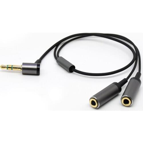 3.5mm Stereo Headphone Audio Cable Splitter 90 Degree Angled for Earphone