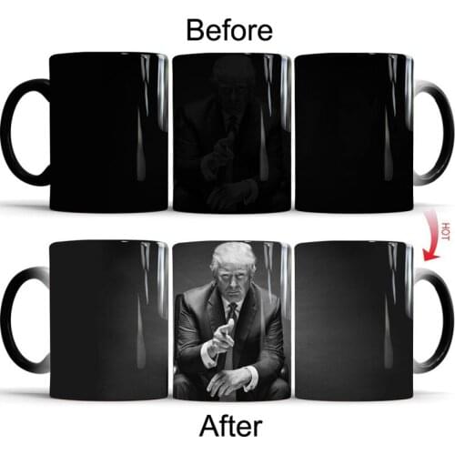 350mL Donald Trump Magic Color Change Cup Mug Creative Ceramic Tea Coffee Milk Mugs Heat Sensitive Cup Novelty Gift for Friends