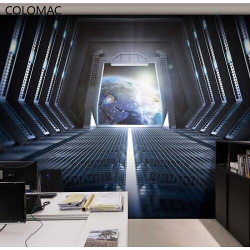 Colomac 3D Extended Space Space Capsule Wallpaper Laboratory Game Room Science Fiction Mural Boy Room Decoration Drop Shopping