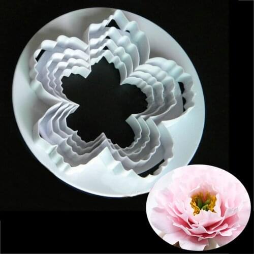 4Pcs/Set Peony Flower Petal Shape Cutter Fondant Cake Sugar Paste Icing Cutting Tool Flower Moulds Cake Decorating Tools