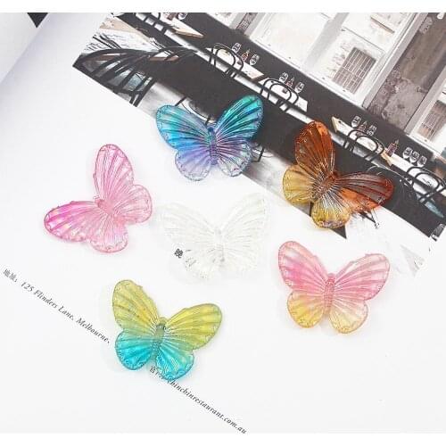 40x30mm 4Pcs/Lot Shining colorful Acrylic Butterfly Charm Pendant for DIY Earring Necklace Jewelry Findings Making