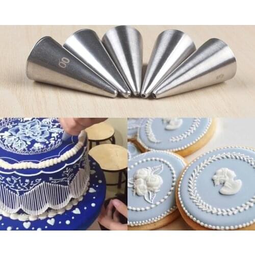 5pcs Stainless Steel Pastry Nozzle Set Icing Piping Nozzles Writing Decorating Tips Cupcake Cake Decoration Tools For Kitchen
