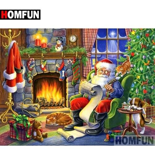 HOMFUN Diamond Painting "Santa Claus" Cross Stitch Custom Photo Diamond Embroidery Square Round Drill Home Decor A10554
