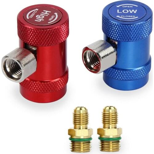 Car Automotive R1234yf Quick Couplers Manual Couplers Fitting with 1/4" Male Port AC Charging Fittings Set of 2