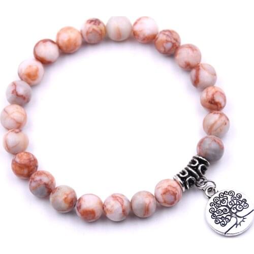 Natural stone bracelet jewelry tree of life pendant beads men and women gifts faith bracelets 18 colors