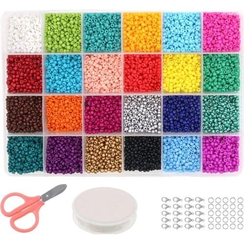 3Mm Pony Bead,24 Assorted Colors Beading Glass Beads,Approx 14400Pcs Tube Beads for Bracelets Kits with Container Box for DIY Je