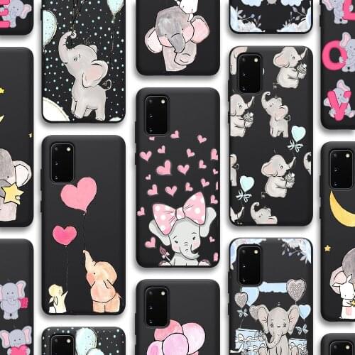Cute Dumbo Case for Samsung Galaxy S21 A51 S20 A50 A71 A70 A12 A21S S10 S9 S8 A20 A30 S10e Note 20 10 Plus Ultra Lite Black TPU