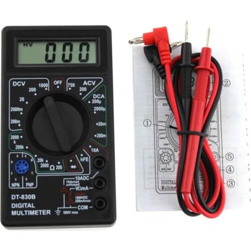 DT830B Mini Multimeter LCD Digital Multimeter AC/DC 750/1000V Mini Multimetro probe For Volt Voltmeter Ammeter Ohm Tester Meter